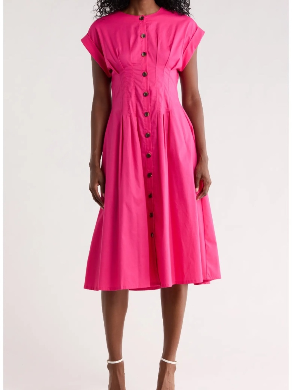 Calvin Klein midi dress 14 fuchsia - pin tuck -